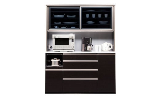 食器棚 ネオ 160OP【黒木目・白柾目】