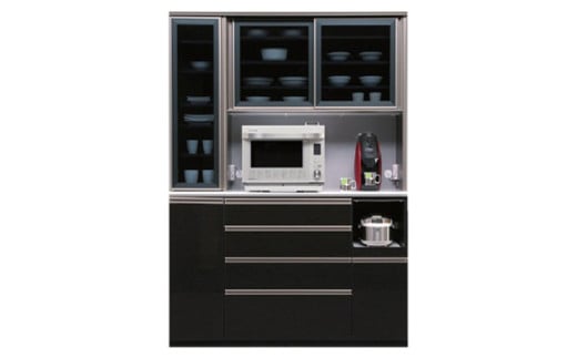 食器棚 レガシー 150DOP【黒木目・白柾目】