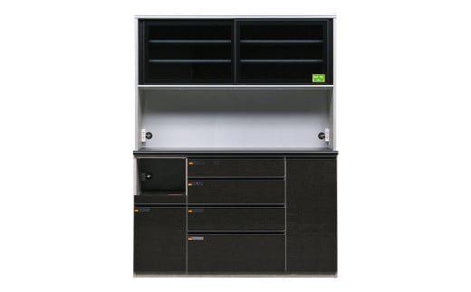 食器棚 オッド 150OP【黒木目・ムラミグレー】