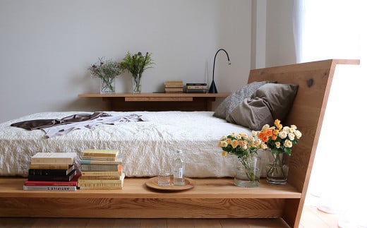 天然木 と職人の技 寝室も上質な空間へ ベッド / ウォールナット材 または オーク材 【HIRASHIMA】 CARAMELLA A type Bed 189 受注生産