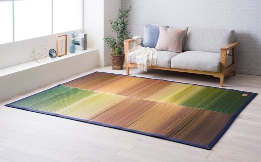 デニム×いぐさラグ Fジョイ 191cm×250cm GN（グリーン） ラグ ラグマット いぐさ い草 イグサ い草ラグ デニム生地 福岡県 柳川市