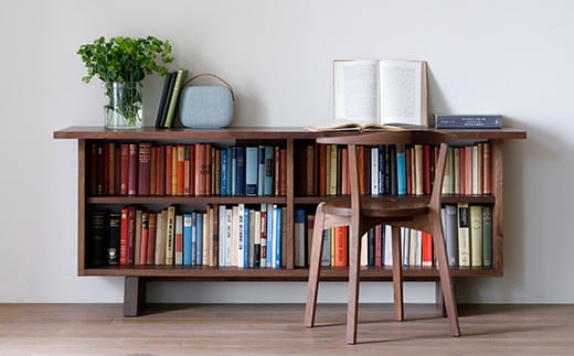 天然木を贅沢に使った温かな空間を演出する シェルフ 付き デスク / ウォールナット材 または オーク材 【CARAMELLA Counter Shelf 168】 受注生産