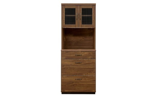 レトロ70オープンボード 引出し収納 強化紙 クロスペンガラス フルオープン三段レール フルスライドレール スチール製取手 木目調シート 高さ調節可能棚 食器棚 キッチン収納 家具 インテリア 福岡県 柳川市 送料無料