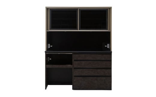 食器棚 リファイン 140OP【ムラミブラウン・ホワイト】