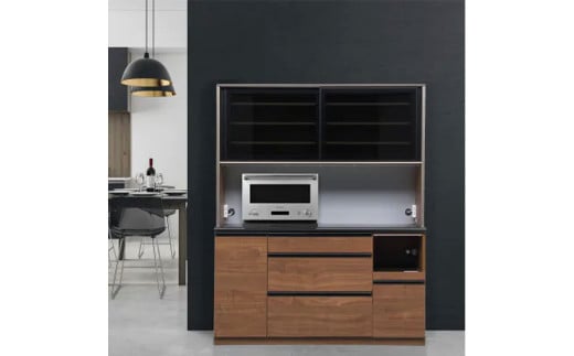 食器棚 クロノス 160OP 【ウォールナット・白柾目】