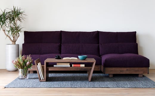 上質な座り心地と天然木の温かな空間を演出する ソファ / ウォールナット材 または オーク材 【HIRASHIMA LIBERIA PLUS Chaise Longue 2set クルニス】 受注生産