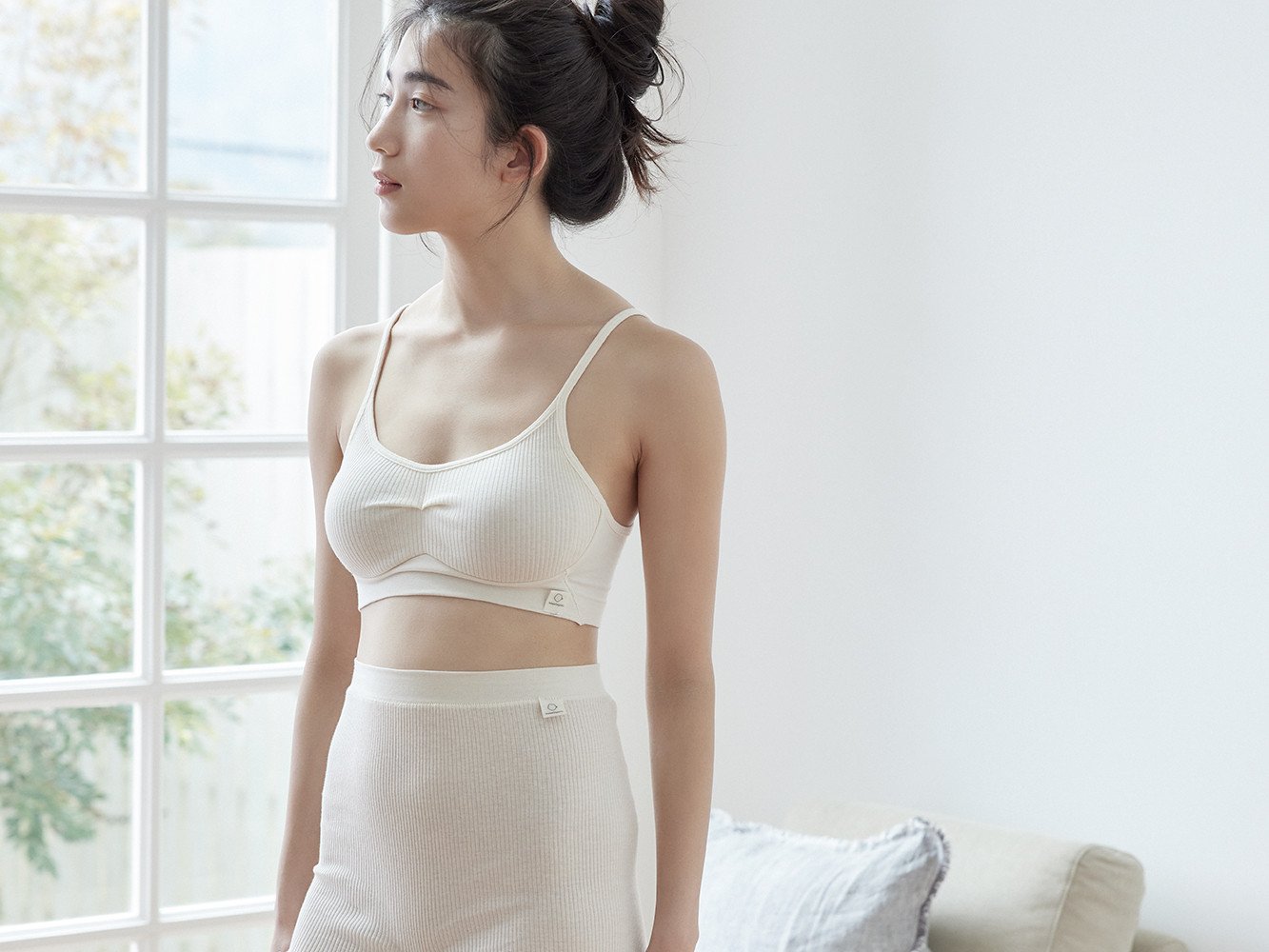 【キナリ Mサイズ】hinna ヒンナ ふわリブ オーガニックコットン ソフトブラ