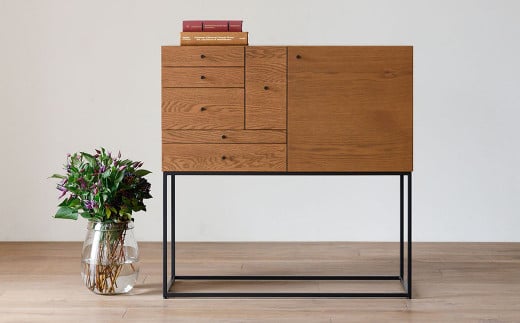 【受注生産】職人が一点一点丁寧に仕上げた力強い天然の木目が美しい収納棚。 サイド ボード 。HIRASHIMA VARIO Side Board 084