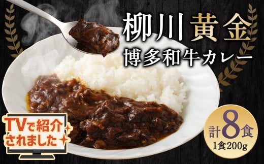 柳川黄金博多和牛カレー 8食分（200g）×8箱【TVで話題!!】 柳川 黄金 博多 和牛 カレー お肉 肉 牛肉 カレーライス ルー 黄金カレー 国産 200g 8箱