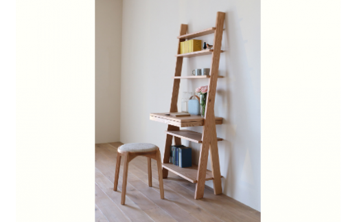 天然木デスク 机 リビング シェルフ 本棚 幅70cm / ウォールナット材 または オーク材 【HIRASHIMA SCALA Desk 070】 受注生産