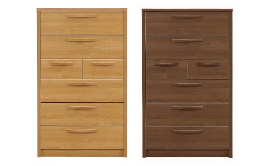 シャーロットⅡ80ハイチェスト NA・BR チェスト 棚 引出し 収納 三方組 強化紙 長引き出し フルオープン三段レール アルダー木目 ウォールナット木目 シンプル 衣類 タオル 家具 インテリア 福岡県 柳川市 送料無料