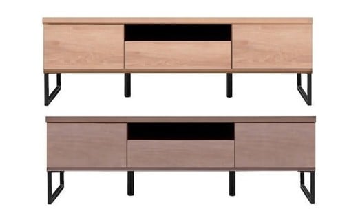 リモーネ150TVボード NA・GJ テレビ台 引出し 収納 強化紙 強化ガラス（スモークグレー） ブラック スチール脚 フルオープン三段レール 木目調 家具 インテリア 福岡県 柳川市 送料無料