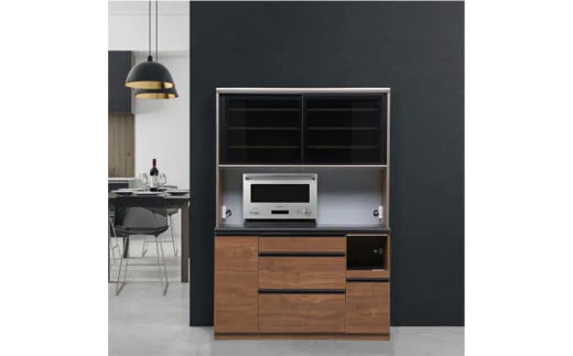 食器棚 クロノス 140OP 【ウォールナット・白柾目】