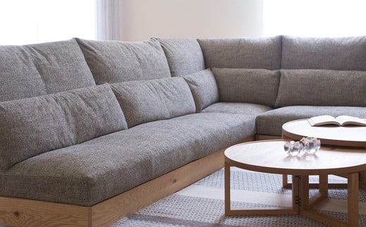 上質な座り心地と天然木の温かな空間を演出する ソファ / ウォールナット材 または オーク材 【HIRASHIMA LIBERIA PLUS Corner Sofa 3set ファブリック】 受注生産