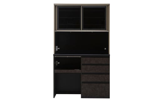 食器棚 リファイン 120OP【ムラミブラウン・ホワイト】