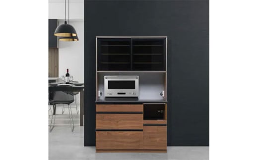 食器棚 クロノス 120OP 【ウォールナット・白柾目】