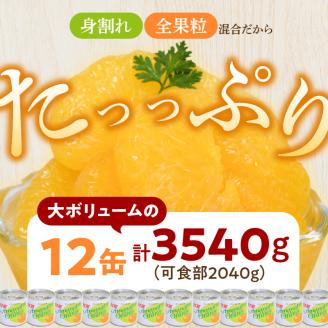 甘味と苦味のバランスが特徴 甘夏缶詰(全果粒、身割れ混合)1２缶入