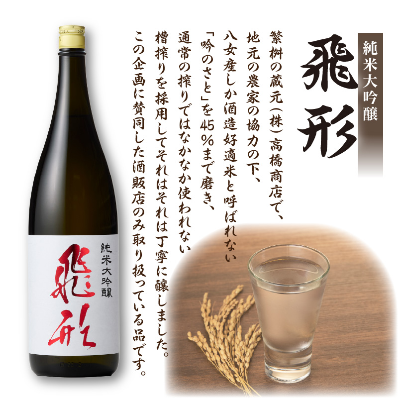 【ギフト用】＜純米大吟醸＞飛形＜しげます＞純米梅酒 1.8Lセット  しげます 純米大吟醸 飛形 純米梅酒 吟のさと 槽搾り ギフト 地酒 日本酒 梅酒 立花町 福岡 八女