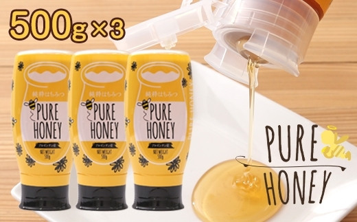 かの蜂 ピュアハニー【AR500g×3個】便利なプッシュボトルタイプ