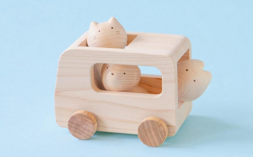 コロコロバス3匹セット(イヌ・ネコ・ウサギ)【2歳・3歳・おもちゃ・無塗装・知育玩具】 木製 九州産 ユニーク 赤ちゃん ベビー ギフト プレゼント 動物  乗り物 ごっこ遊び