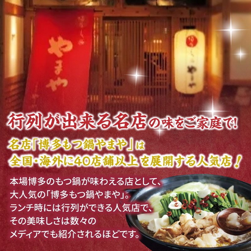 博多もつ鍋やまや もつ鍋セット あごだし醤油味(1～2人前)  もつ鍋 国産 牛もつ モツ 博多 やまや スープ付き 麺付き 冷凍 福岡県 八女市