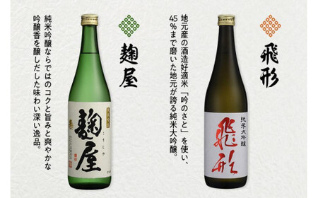 【ギフト用】＜純米大吟醸＞飛形・＜純米吟醸＞麹屋720mlセット（ギフト対応） 日本酒 お酒 飲み比べ 限定流通品 ギフト プレゼント 福岡県 八女市