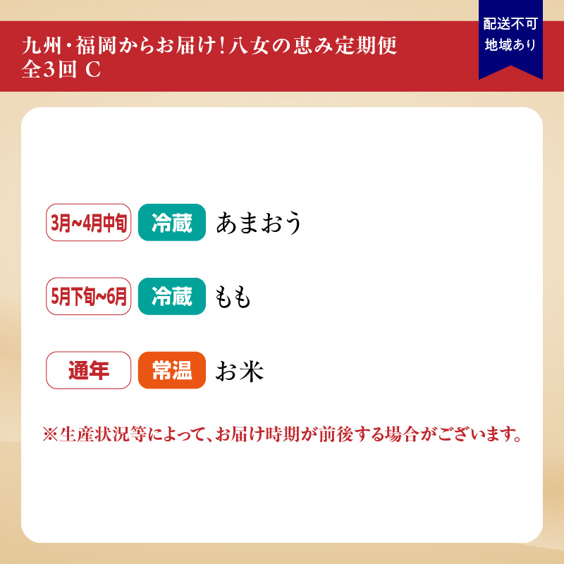 九州・福岡からお届け！八女の恵み定期便【全３回】 C｜＜配送不可：北海道・沖縄・離島＞
