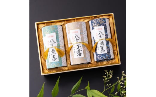 【ギフト対応】最高級ギフト 和紙貼り茶缶入り高級茶３種セット 各170g 八女茶100％＜岩崎園製茶＞