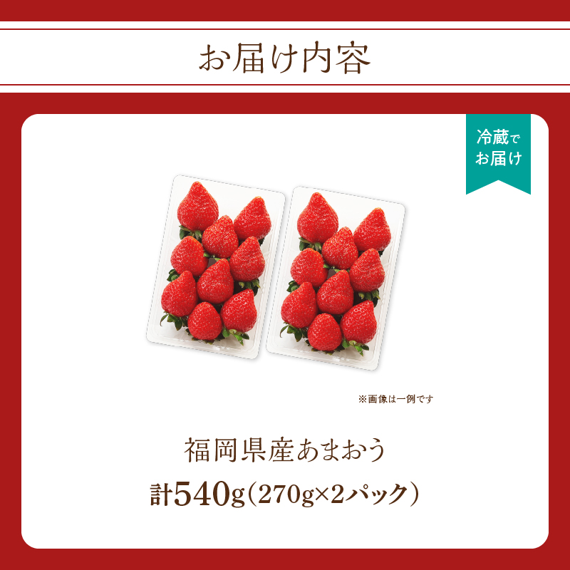 福岡県産あまおう 270g×2パック【2026年3月発送開始】  あまおう いちご 苺 イチゴ フルーツ 果物 くだもの 人気 旬 福岡県産 270g 2パック 産地直送 冷蔵配送 クール便 先行予約 期間限定 福岡県 八女市