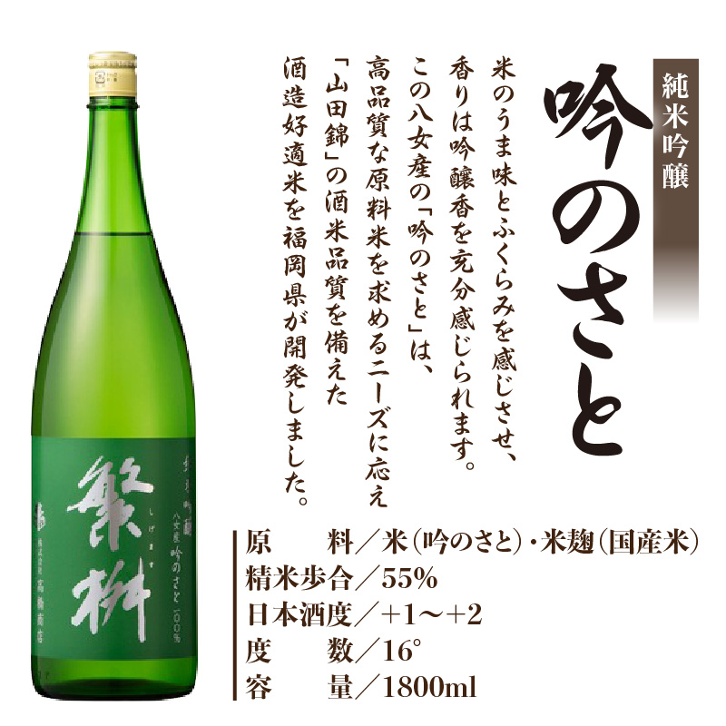 繁桝　純米吟醸吟のさと・純米梅酒セット  繁桝 純米吟醸 吟のさと Kura Master プラチナ賞 純米梅酒 立花町産 梅 酸味と甘みのバランス 上品な口当たり 福岡県 八女産
