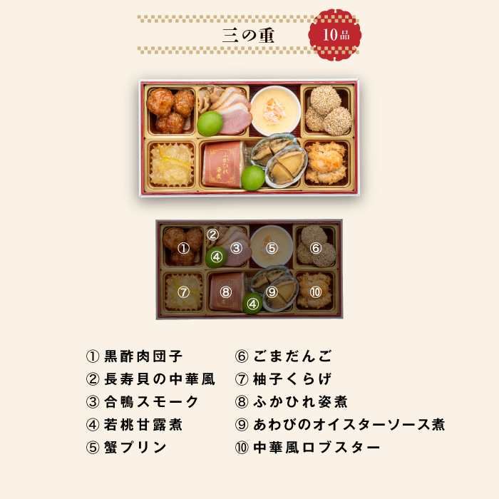 千賀屋謹製 2026年 迎春おせち料理「華千歳」和洋中三段重 2～3人前 全32品 【八女市限定】 おせち 三段重 厳選食材使用 冷蔵 解凍不要 冷蔵お届け 冷蔵配送 家族団欒 老舗料亭監修 人気 グルメ 食品 年内お届け 年内配送 12月30日配送 12月31日配送 指定日配送 正月 新年 和風 洋風 中華