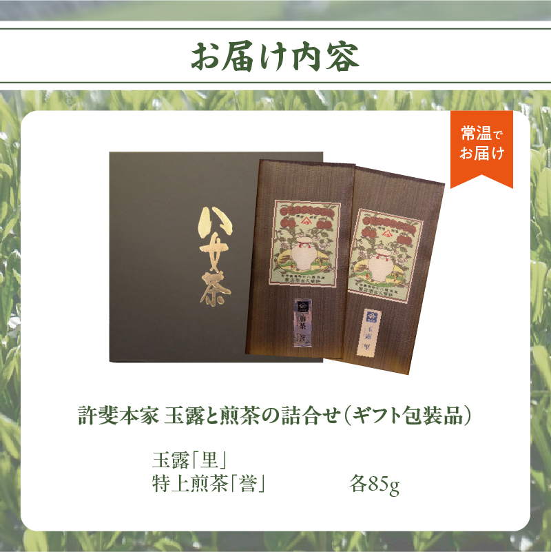 【ギフト用】＜八女茶＞許斐本家　玉露と煎茶の詰合せ（ギフト対応）
