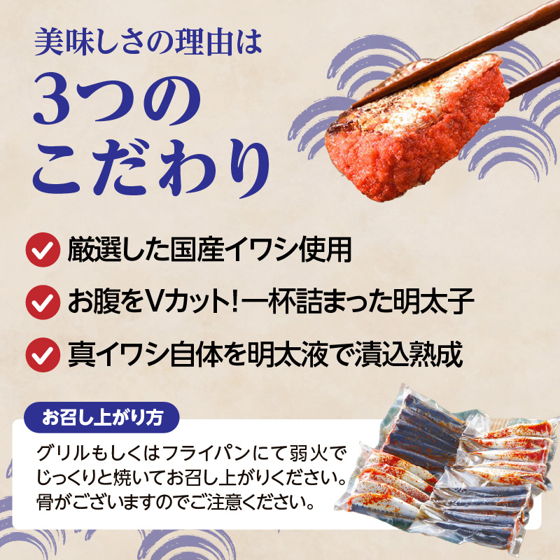 【博多漁師の里】いわし明太子２０尾（５尾×４パック）化粧箱入り 化粧箱入り 国産真いわし使用 鰯 イワシ 旬 魚 めんたいこ ご飯のお供 おつまみ おかず 冷凍 真空パック 便利 簡単調理 美味しい