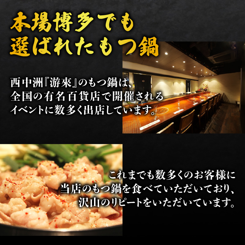 【游來】もつ鍋2～3人前セット  モツ もつ ホルモン 鍋 新感覚 スープ 〆付き 麺 ちゃんぽん麺 セット 冷凍配送 簡単 調理 福岡県 八女市