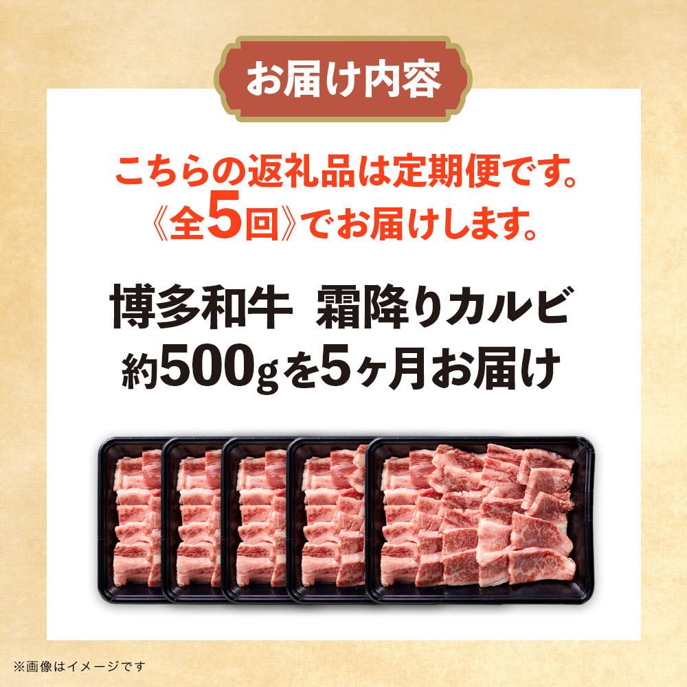 博多和牛 霜降りカルビ 全5回定期便 約500g×5回