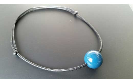 【本漆塗】漆ペンダント21ミリ「17」（青）