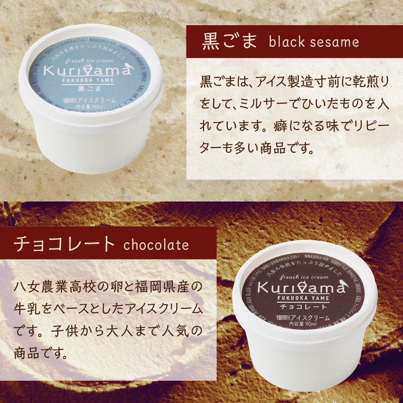 くりやまアイス6個セット 各90ml アイスクリーム 酪農家 手作り 地元産 お茶 フルーツ 身体に優しい 笑顔 幸せ