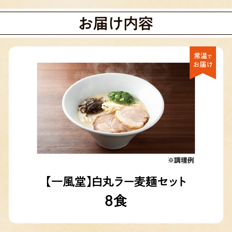 一風堂白丸ラー麦麺セット（8食）  ラーメン 麺 濃厚 豚骨 とんこつ 福岡 八女 博多 博多一風堂
