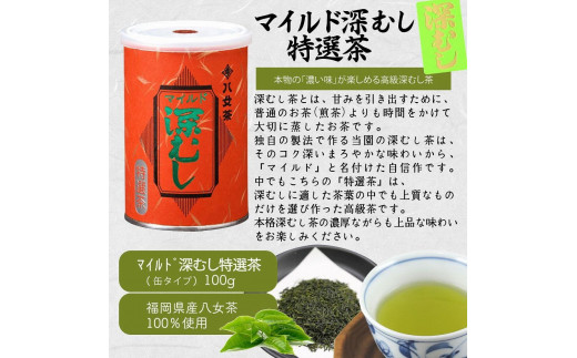 八女茶100％ 高級缶詰茶 3種 (玉露・高級煎茶・高級深むし茶) 100g×３缶＜岩崎園製茶＞