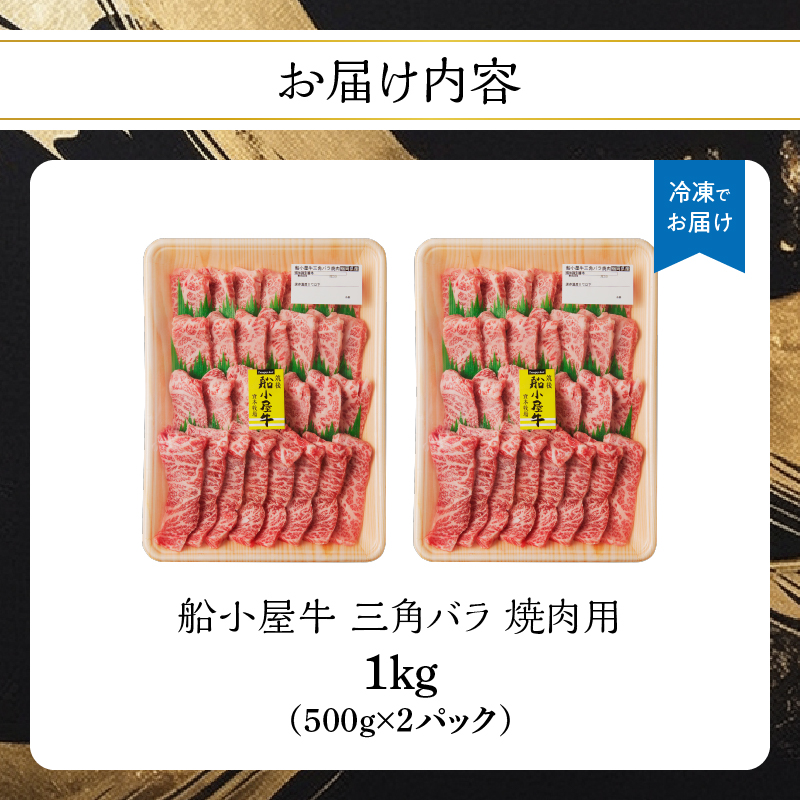 【牛肉】 船小屋牛 三角バラ 焼肉 【1kg】《筑後》【冷凍】