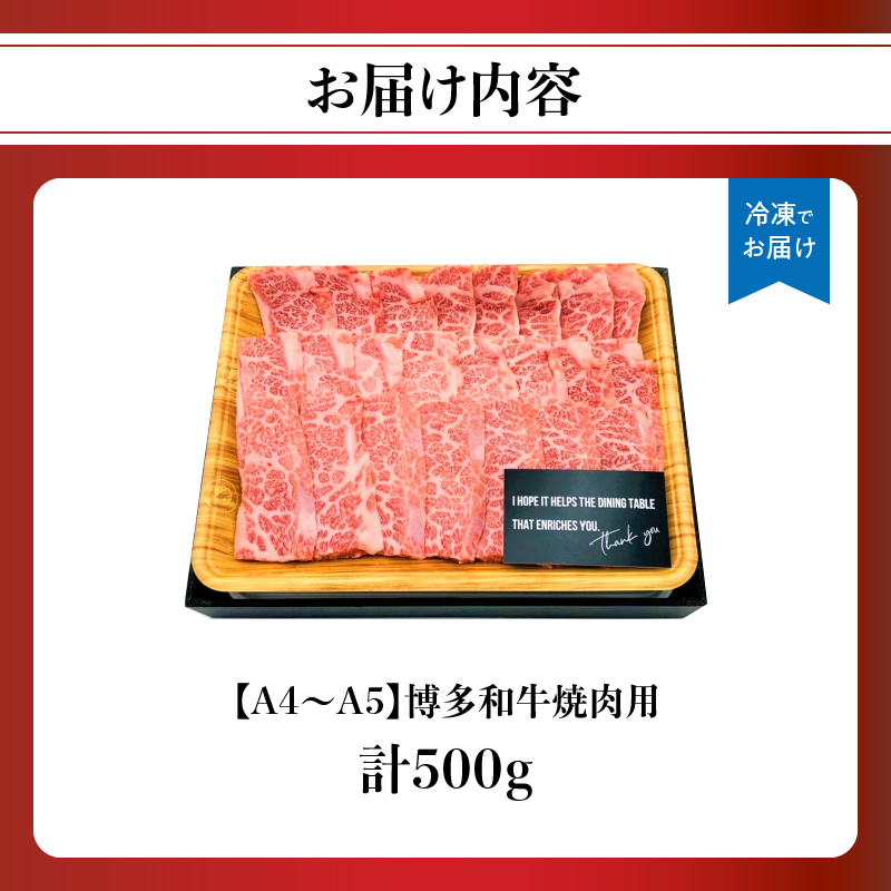 【A4～A5】博多和牛焼肉用 500g  黒毛和牛 焼肉 和牛 国産 牛肉 BBQ グルメ 焼肉 バラ 肩ロース モモ A4 A5 福岡県 八女市