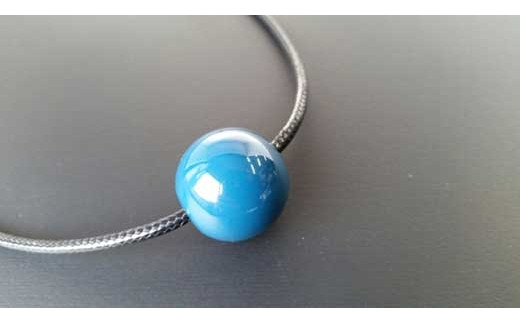 【本漆塗】漆ペンダント21ミリ「17」（青）