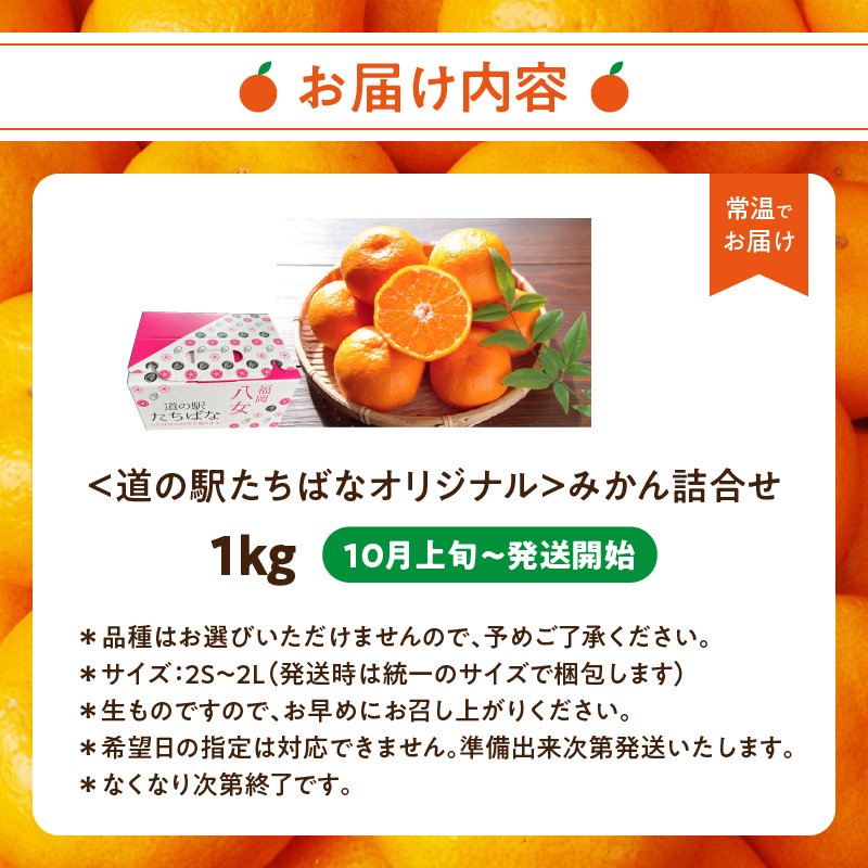 ＜道の駅たちばなオリジナル＞みかん1kg詰合せ 早生みかん 中生みかん 晩生みかん ミカン オレンジ 果物 フルーツ