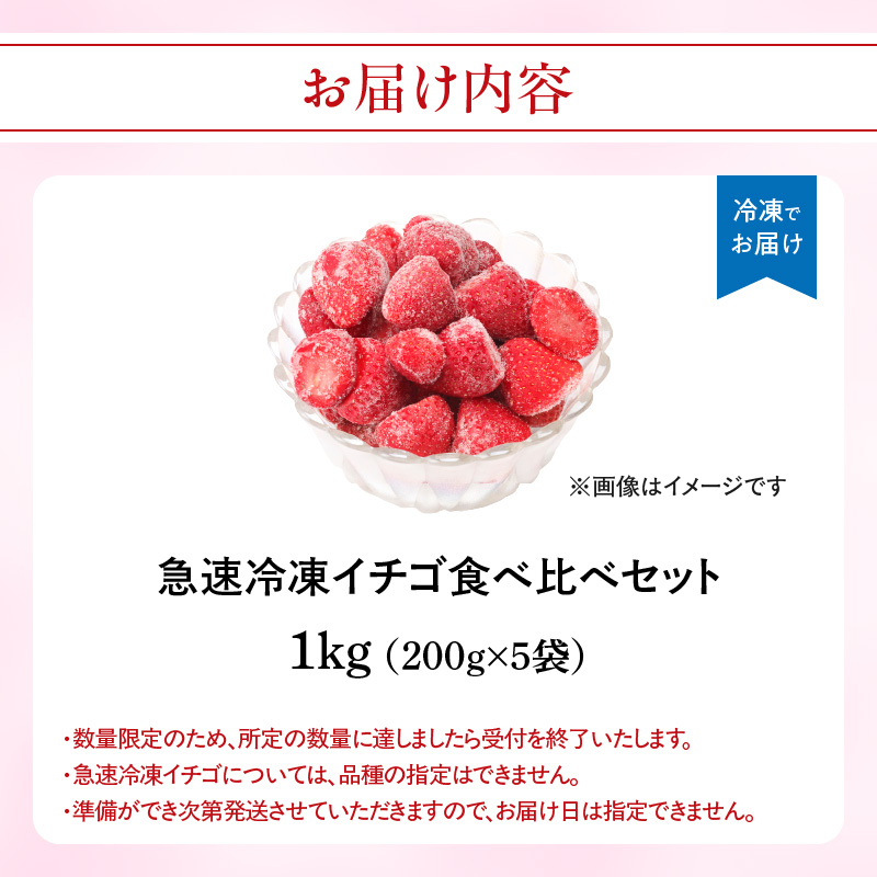 【急速冷凍イチゴ】食べ比べセット★グラニュー糖「なし」★｜1キロ 冷凍いちご