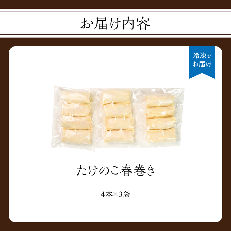 たけのこ春巻き12本セット 総菜 おかず お弁当 夕食 おつまみ 揚げるだけ 簡単 簡単調理 たけのこ 筍 小分け 使い切り 食べきり 福岡県 八女市