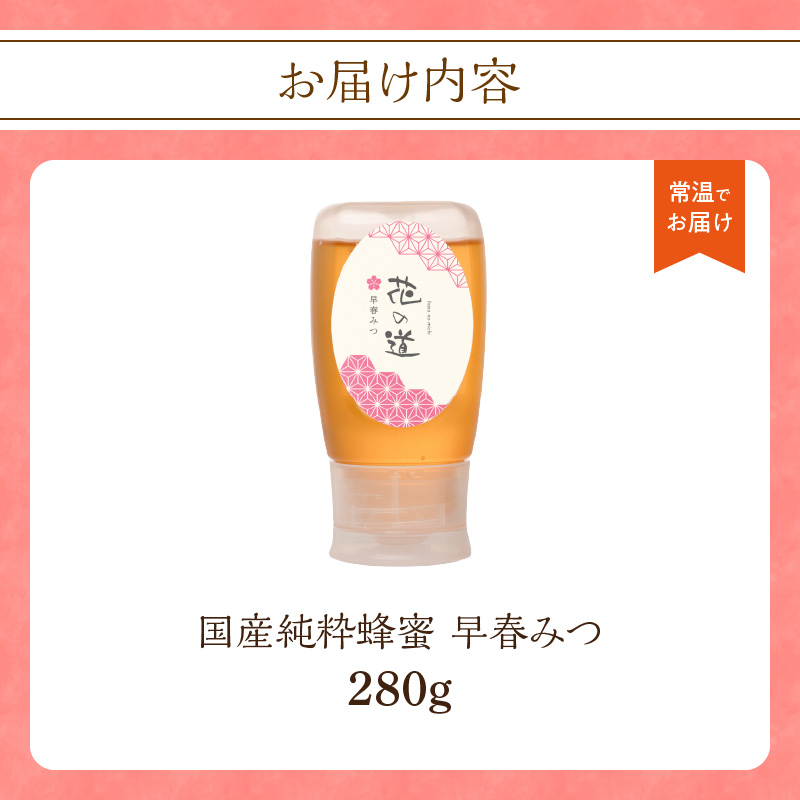 国産純粋蜂蜜 早春みつ 280g 非加熱 はちみつ ハチミツ 生はちみつ ローハニー オススメ 贈答 贈り物 プレゼント 八女市