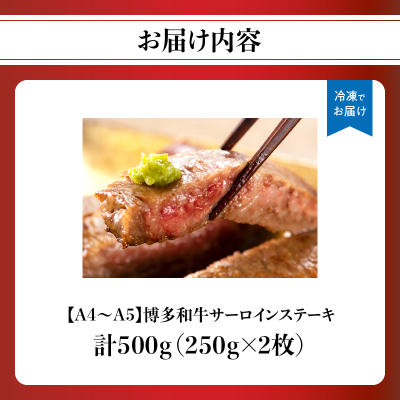 【A4～A5】博多和牛サーロインステーキセット 500g（250g×2枚）  博多和牛 黒毛和牛 ステーキ お祝い 牛肉 国産 A4 A5 福岡県 八女市