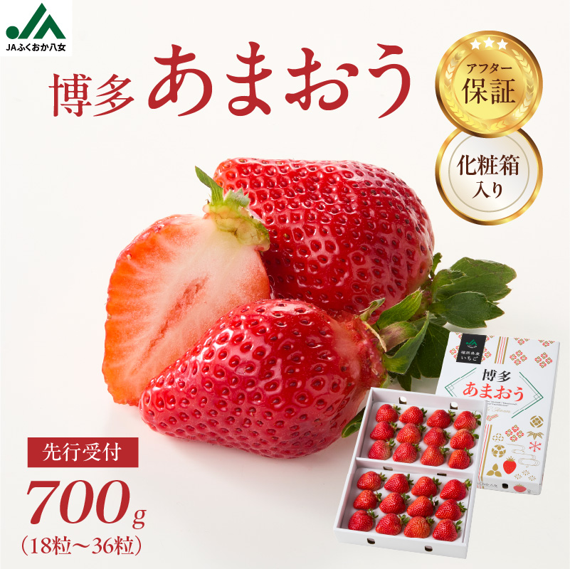 【2025年12月発送開始】博多あまおう700g（化粧箱）｜ＪＡふくおか八女 あまおう いちご 苺 イチゴ フルーツ 果物 くだもの 人気  旬 福岡県産 アフター補償 ギフト 化粧箱入り 贈答品 プレゼント 贈り物 数量限定 期間限定 産地直送 デラックス 福岡県 八女市