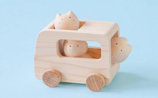 コロコロバス3匹セット(イヌ・ネコ・ウサギ)【2歳・3歳・おもちゃ・無塗装・知育玩具】 木製 九州産 ユニーク 赤ちゃん ベビー ギフト プレゼント 動物  乗り物 ごっこ遊び