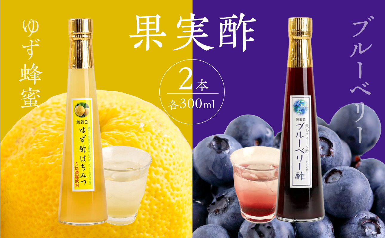 ＜江崎酢醸造元＞果実酢２本セット(ゆず蜂蜜・ブルーベリー)